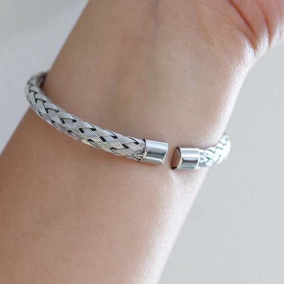 Mesh Braid Style Cuff Bangle Bracelet Stainless Steel - Picture 6 of 6